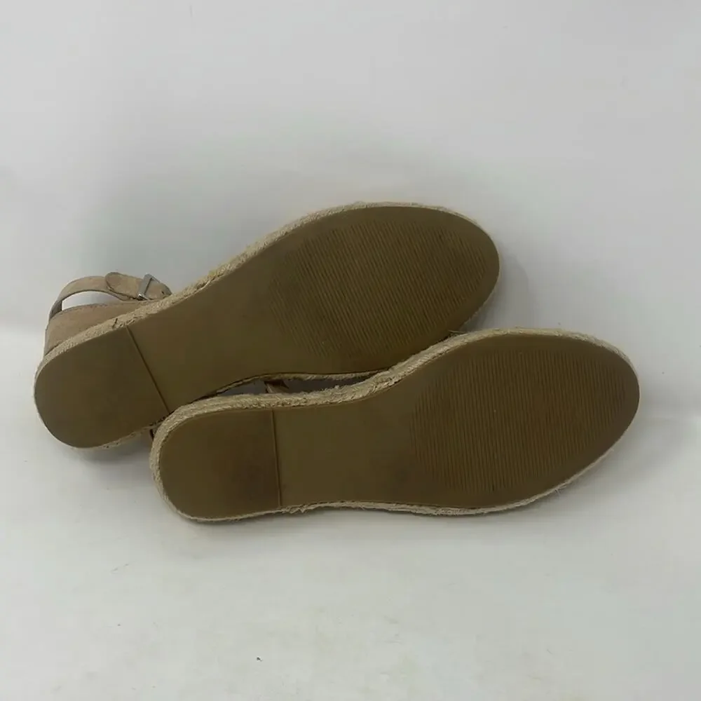 Steve Madden Lesko Tan Ankle Strap Espadrille with Jute Trim Size 8.5
